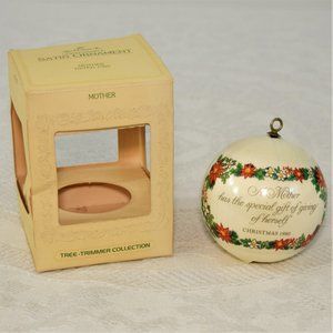 Hallmark Unbreakable Satin Ornament Mother Tree Trimmer Collection White 1980